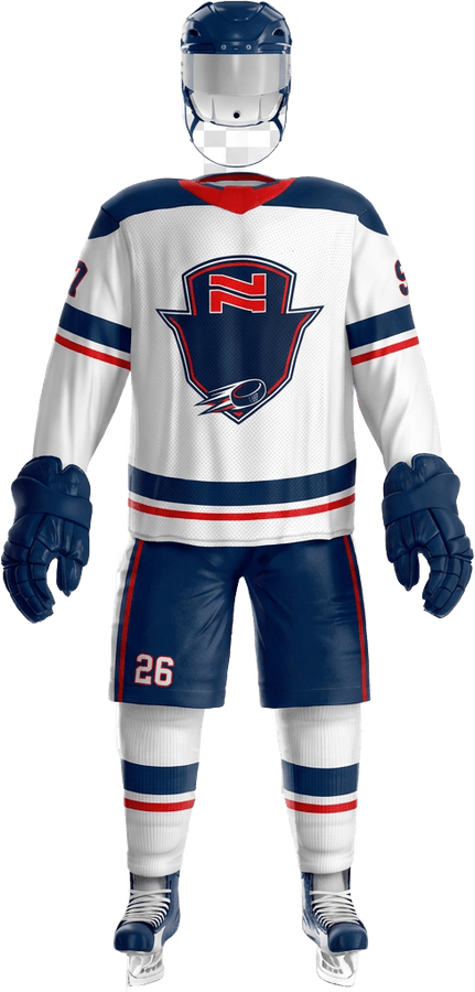 Next One white hockey kit, front view